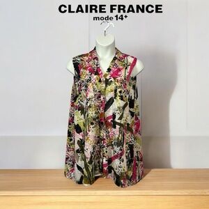 Claire France, Plus-Size Abstract Sleeveless Blouse, 18W, Multicolor